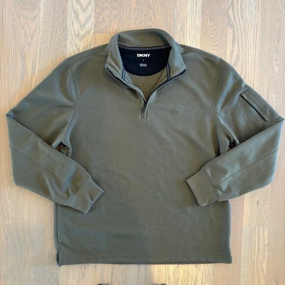 DKNY Men’s Quarter Zip Pullover Sweatshirt - Picture 1 of 7